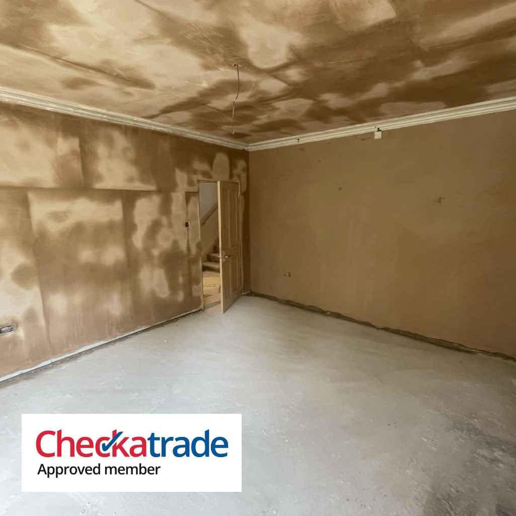 Plastering professional at work